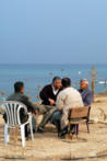 Palestinian men chatting in Gaza City